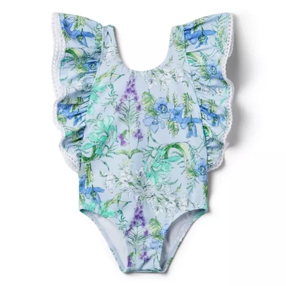 Janie and Jack Other - Janie and Jack Floral Ruffle One Piece Swimsuit Lavender Fields 4 NWOT